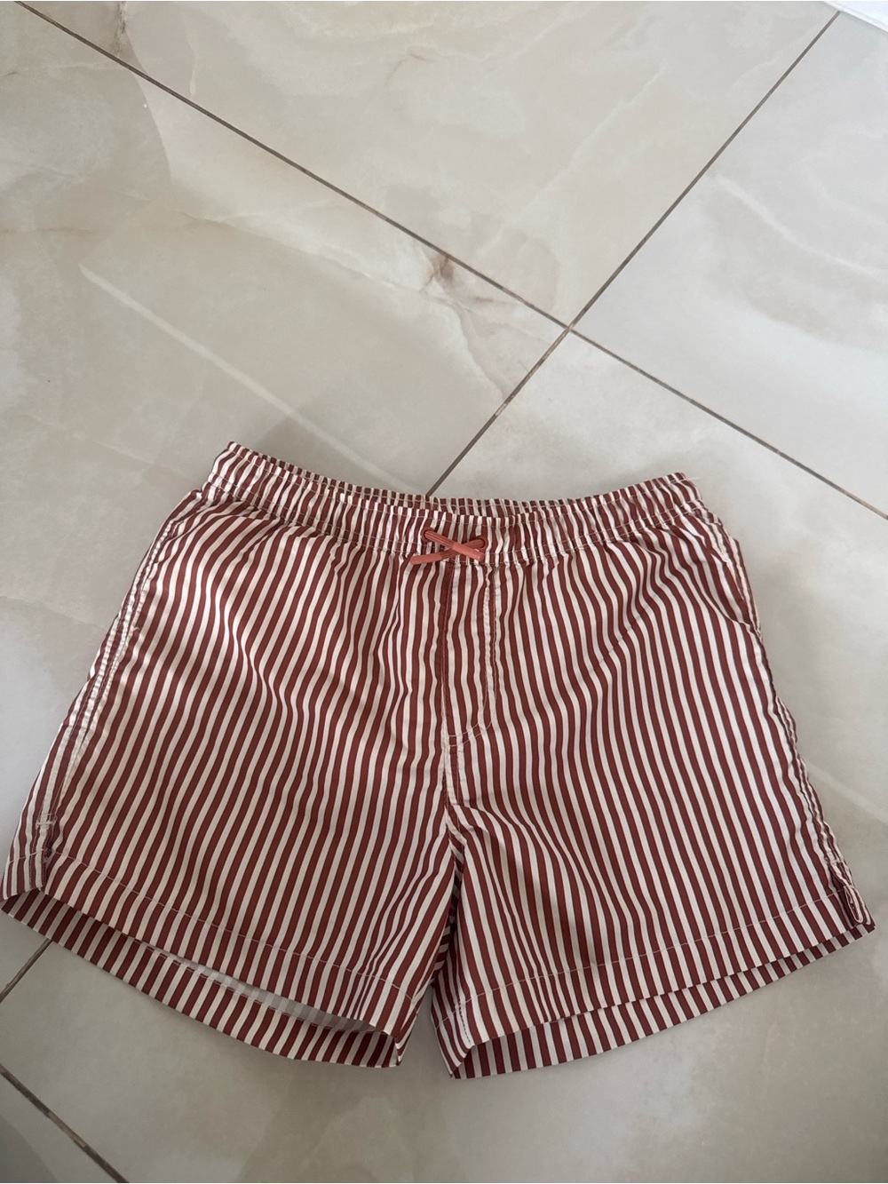 Zara Kids Red and White Striped Swim Shorts